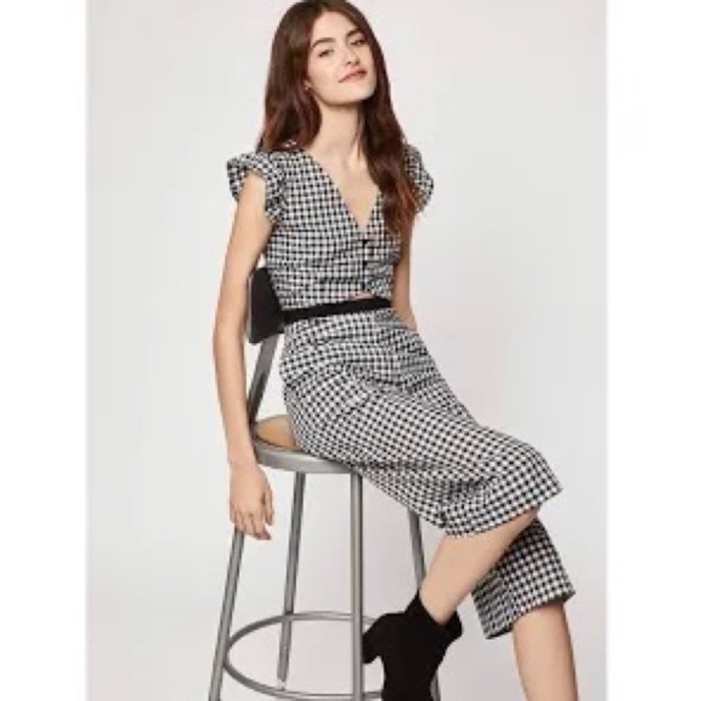 BCBGeneration Black & White Gingham Jumpsuit